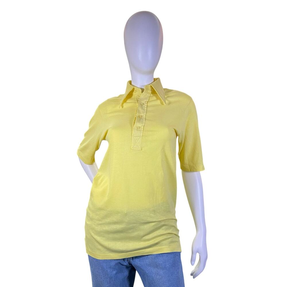 1970s Vintage Lilly Pulitzer Mens Stuff Yellow Cotton Polo Shirt
